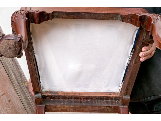 Antique Chippendale Style Mahogany Carved Side Chair, Late Victorian