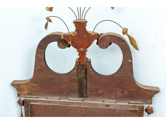 Gorgeous American Federal Looking Glass With Eglomise Panel, Ca. 1800-1820