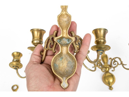 18th And 19th C. Brass Twin Light Sconces