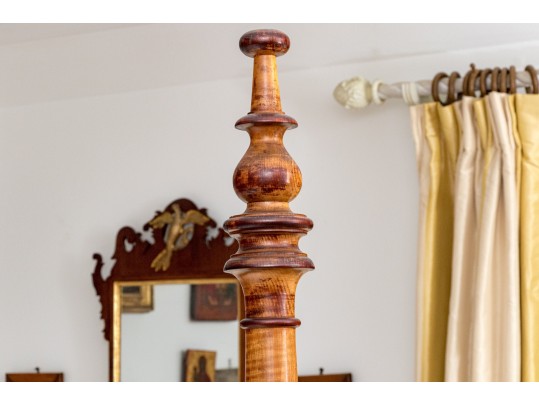 American Sheridan Full Size Figured Maple Poster Bed Frame, Ca. 1830-50