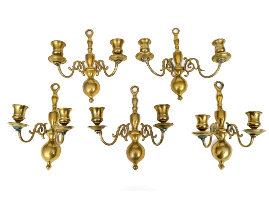 18th And 19th C. Brass Twin Light Sconces