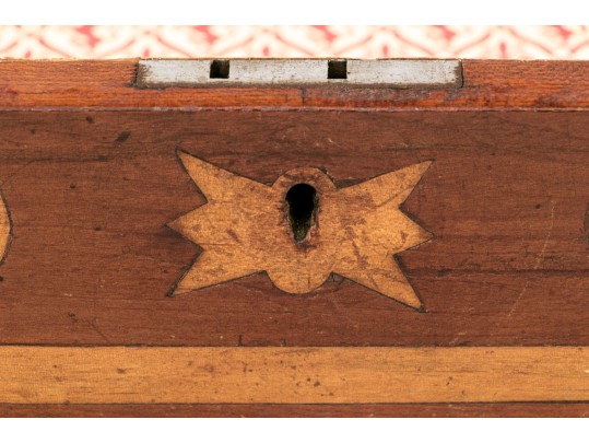 Pennsylvania Dutch Inlaid Cherry Sewing Box, 1st Half 19th Century