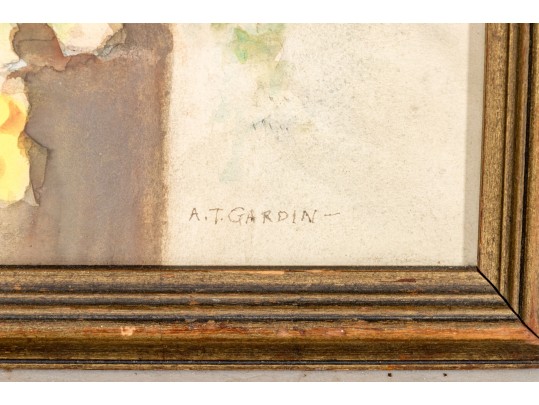 A.T. Gardin Watercolor On Paper, Still Life With Floral Bouquet