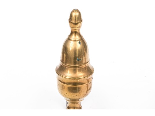 A Fine And Unusual Pair Of American Federal Brass And Iron Andirons, Ca. 1790-1810