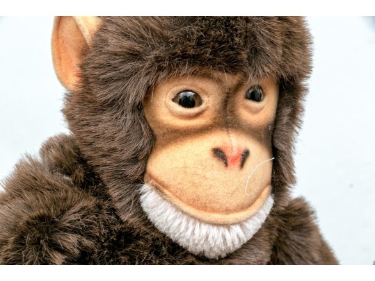 Two Vintage Stieff Stuffed Animals, Including A Chimpanzee And Teddy Bear