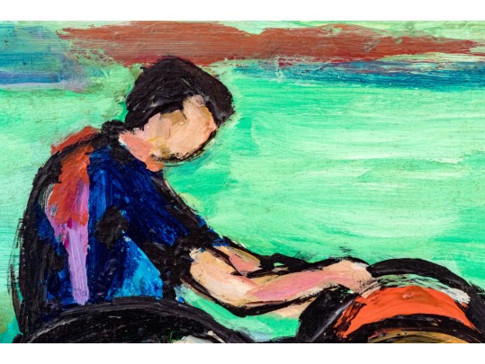 Maxim Bugzester (Polish-American, 1908-1978) Oil On Board, Wading Group