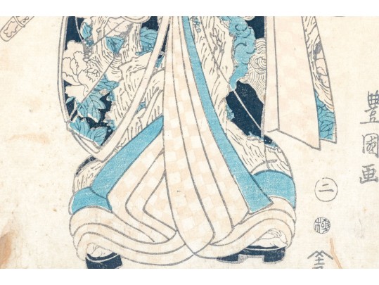 Two Antique Japanese Woodblock Prints, Including An 18th C. Print