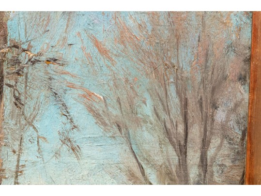 Robert Vonnoh (American, 1858-1933) Oil On Board, Landscape With Trees And Cottages