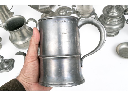 Twenty Pieces Of 19th And 20th C. Pewter