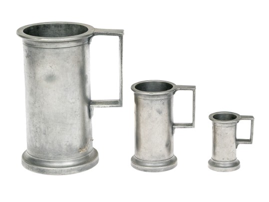 Three Pewter Measuring Tankards