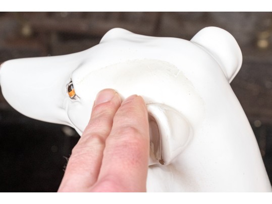 Pair Of Vintage Italian Hand-Painted Life Size Ceramic Whippet Dogs