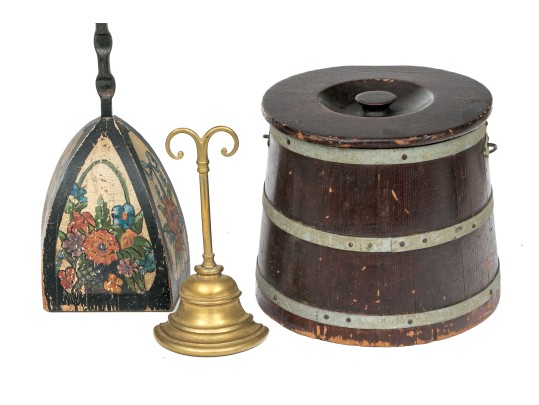 Antique Firkin Bucket With Two Quality Door Stops