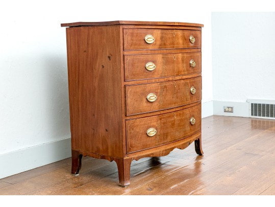 American Late Federal Mahogany Bow Front Chest Of Drawers, Ca. 1810-1830