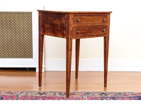 Federal Style Mahogany Inlaid Two Drawer Work Table