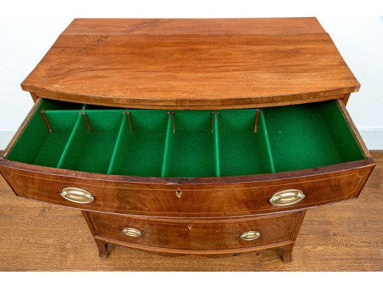 American Late Federal Mahogany Bow Front Chest Of Drawers, Ca. 1810-1830
