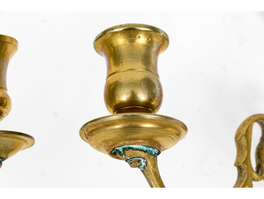 18th And 19th C. Brass Twin Light Sconces