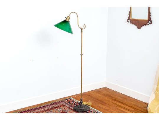 Antique Rembrandt Floor Lamp With Emeraldite Shade, Ca. 1920-30