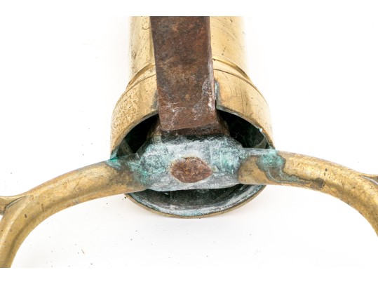 Pair Of American Federal Brass Double Lemon Form Andirons, Ca. 1790-1810