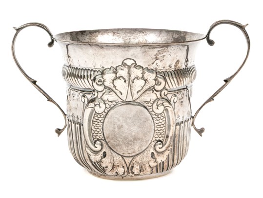 Antique English George Nathan & Ridley Hayes Sterling Silver Twin Handled Cup, 8.59 Ozt. 