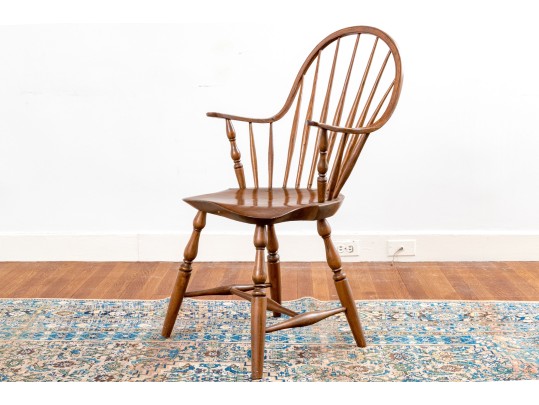 Quality New England Carved Windsor Hoop Back Armchair