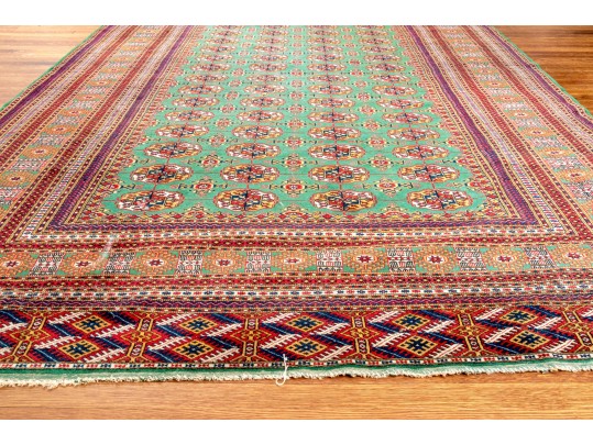 Hand-Knotted Wool Persian Bokhara Room Size Carpet, 10'-2 X 7'-4 1/4