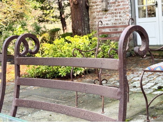 Antique Iron And Glass Outdoor Dining Set