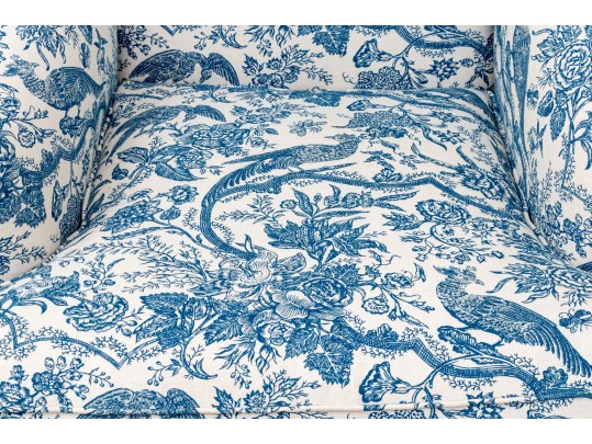 A Fine Pair Of Classic Antique Custom Upholstered Wingback Armchairs