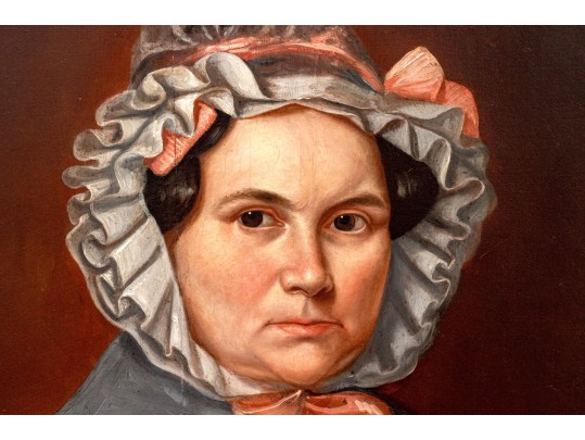 Antique Oil On Panel, Portrait Of A Woman