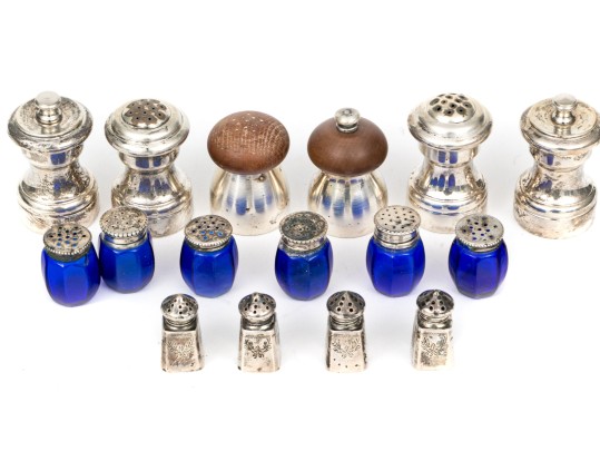 Collection Of 16 Salt And Pepper Casters, Some Sterling