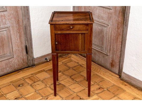 Continental Walnut Tambour Side Table, 19th Century
