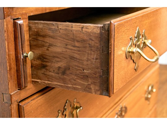 American New England Chippendale Light Mahogany Slant Front Desk, Ca. 1780-1800