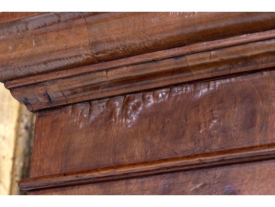 Antique Continental Walnut Tall Case Barley Twist Clock, First Half 19th Century