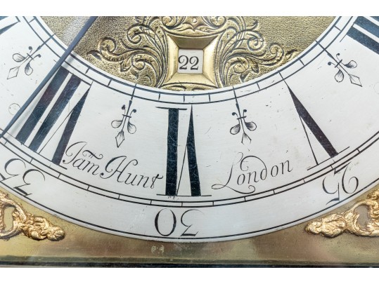 Antique Continental Walnut Tall Case Barley Twist Clock, First Half 19th Century