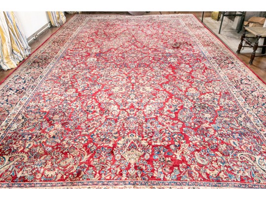 Antique Persian Hand-Knotted Wool Sarouk Palace Size Carpet, 21'-1 X 11'-10, Ca. 1930-40
