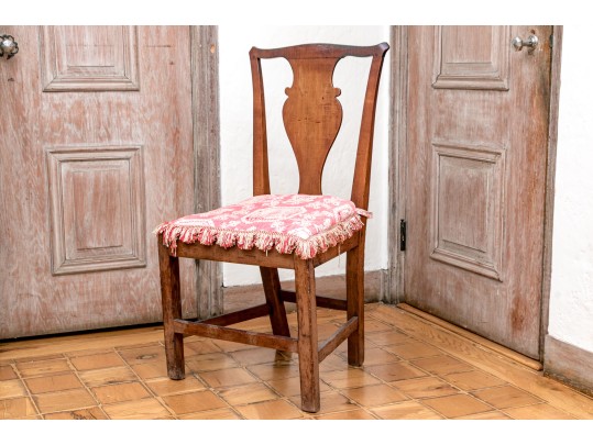 Antique New England Carved Splat Back Side Chair, Ca. 1760-80