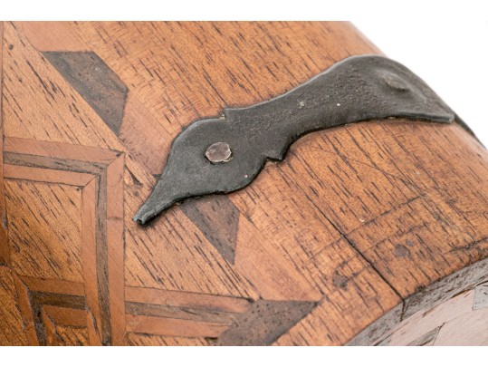 Vintage Italian Marquetry Inlaid Specmin Wood Footed Jewelry Casket