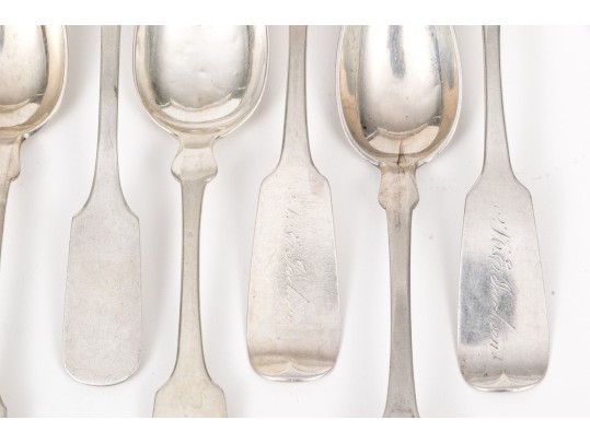 Thirteen Assorted Coin & Sterling Silver Teaspoons, 6.3 Ozt.