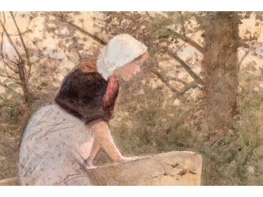 Hector Edward Philippe Caffieri (English, 1847-1932) Gouache, Girl Playing In The Landscape