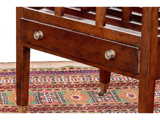 Georgian Style Four Section Mahogany Canterbury On Casters