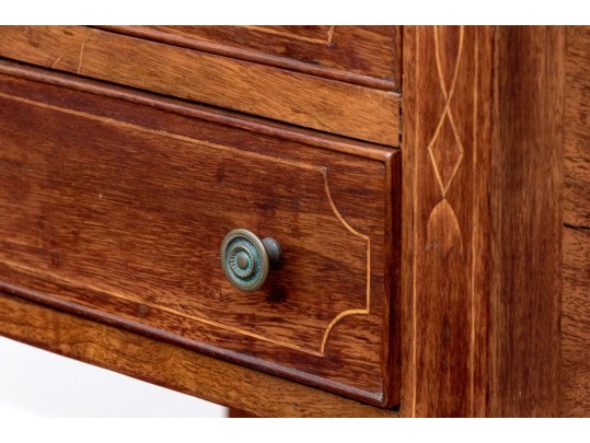 Federal Style Mahogany Inlaid Two Drawer Work Table