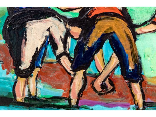 Maxim Bugzester (Polish-American, 1908-1978) Oil On Board, Wading Group