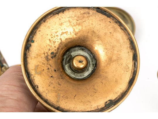 Collection Of Nine Antique Brass And Pewter Candlesticks