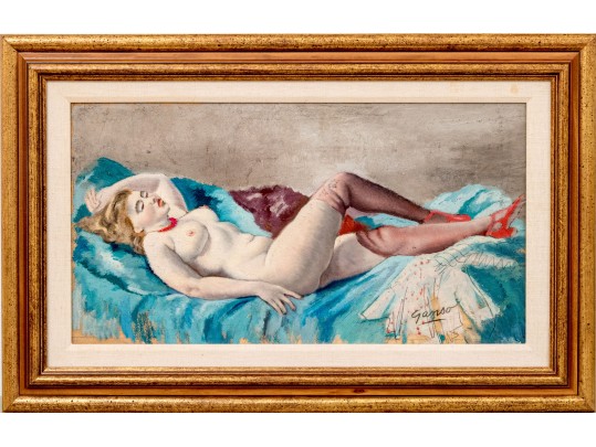 Emil Ganso (German-American, 1895-1941) Oil On Board, Reclining Female Nude