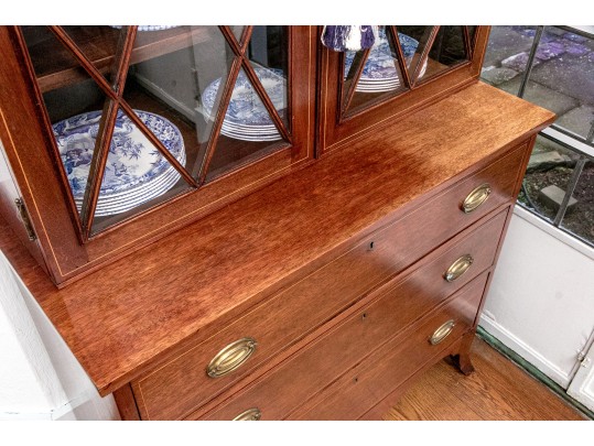Antique American Centennial Federal Style Bookcase Cabinet