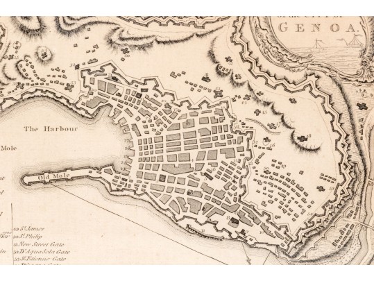 Antique Map Engraving By J. Stockade, Plan Of The City Of Genoa, Ca. 1800