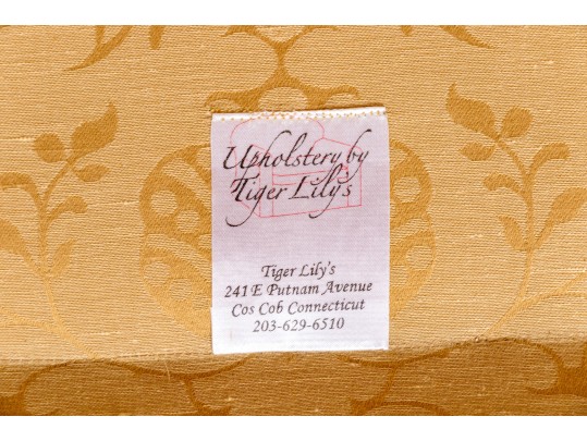 Antique George III Style Upholstered Camel Back Sofa