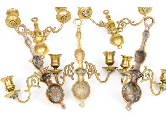18th And 19th C. Brass Twin Light Sconces