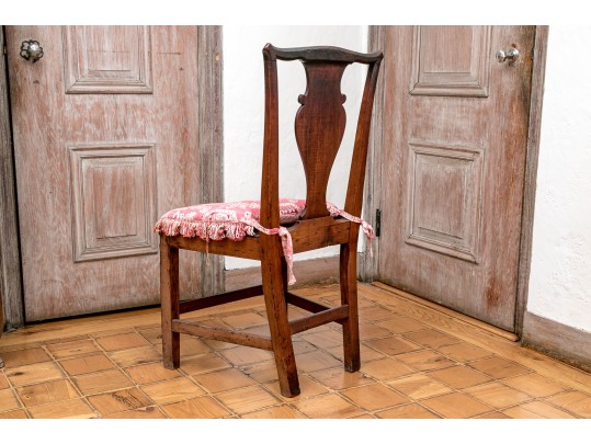 Antique New England Carved Splat Back Side Chair, Ca. 1760-80