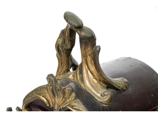 Rococo Style Gilt Bronze Mounted Tortoise Veneered Mantel Clock