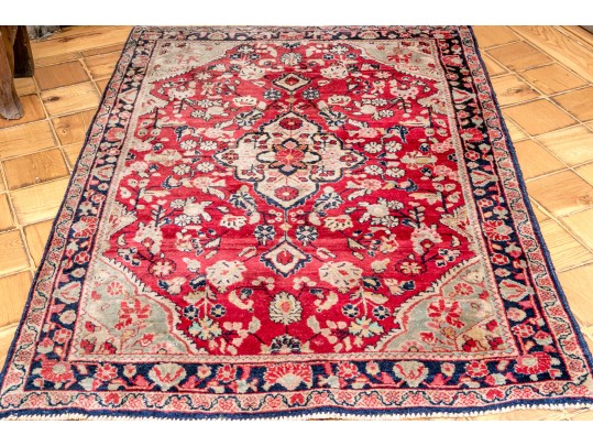 Hand-Knotted Persian Hamadan Accent Carpet, 4'-11 X 3'-5 1/2